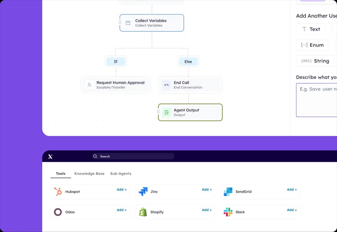 Integrate your CRM, other support tools, and custom APIs